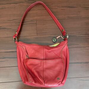 The Sak Red Leather Hobo Shoulder Bag